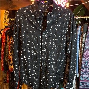 Club Monaco Black and White Casual Button Down Shirt